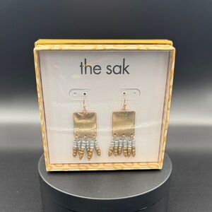 The Sak Gold and Silver Rectangular Earrings